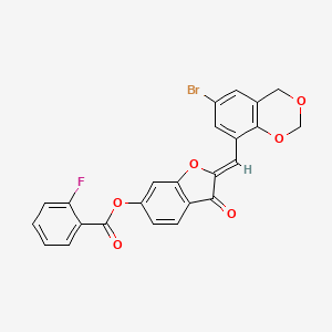 (2Z)-2-[(6-bromo-4H-1,3-benzodioxin-8-yl)methylidene]-3-oxo-2,3-dihydro-1-benzofuran-6-yl 2-fluorobenzoate