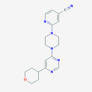 2-{4-[6-(Oxan-4-yl)pyrimidin-4-yl]piperazin-1-yl}pyridine-4-carbonitrile