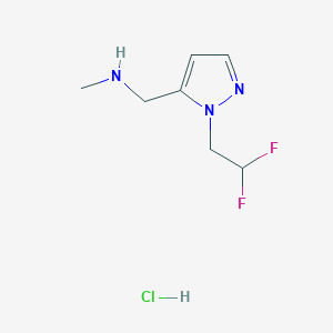 molecular formula C7H12ClF2N3 B12221147 1-[2-(2,2-difluoroethyl)pyrazol-3-yl]-N-methylmethanamine;hydrochloride 