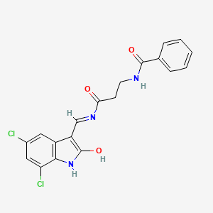 molecular formula C19H15Cl2N3O3 B12221195 N-(3-{[(Z)-(5,7-dichloro-2-oxo-1,2-dihydro-3H-indol-3-ylidene)methyl]amino}-3-oxopropyl)benzamide 