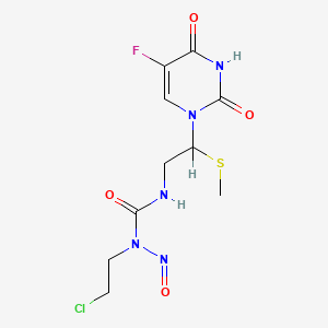 molecular formula C10H13ClFN5O4S B1222126 Urea, N-(2-chloroethyl)-N'-(2-(5-fluoro-3,4-dihydro-2,4-dioxo-1(2H)-pyrimidinyl)-2-(methylthio)ethyl)-N-nitroso- CAS No. 81068-96-4