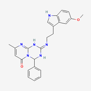 2-{[2-(5-methoxy-1H-indol-3-yl)ethyl]amino}-8-methyl-4-phenyl-1,4-dihydro-6H-pyrimido[1,2-a][1,3,5]triazin-6-one