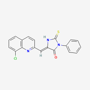 molecular formula C19H12ClN3OS B12221355 (5Z)-5-[(8-chloroquinolin-2-yl)methylidene]-3-phenyl-2-thioxoimidazolidin-4-one 