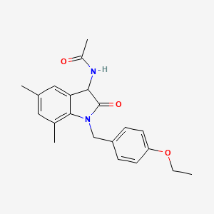 N-{1-[(4-ethoxyphenyl)methyl]-5,7-dimethyl-2-oxoindolin-3-yl}acetamide