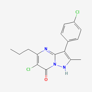 molecular formula C16H15Cl2N3O B12221437 6-chloro-3-(4-chlorophenyl)-2-methyl-5-propylpyrazolo[1,5-a]pyrimidin-7(4H)-one 