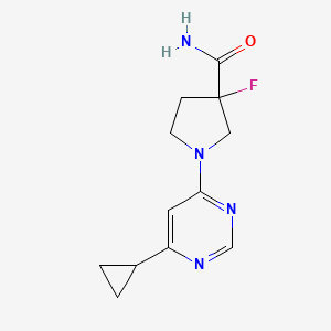 molecular formula C12H15FN4O B12221468 1-(6-Cyclopropylpyrimidin-4-yl)-3-fluoropyrrolidine-3-carboxamide 