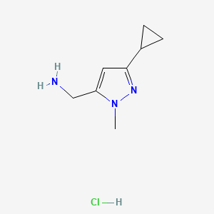 molecular formula C8H14ClN3 B12221476 (5-Cyclopropyl-2-methylpyrazol-3-yl)methanamine;hydrochloride 