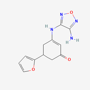 molecular formula C12H12N4O3 B12221500 3-[(4-Amino-1,2,5-oxadiazol-3-yl)amino]-5-(furan-2-yl)cyclohex-2-en-1-one 