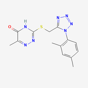 molecular formula C14H15N7OS B12221514 3-({[1-(2,4-dimethylphenyl)-1H-tetrazol-5-yl]methyl}sulfanyl)-6-methyl-1,2,4-triazin-5-ol 