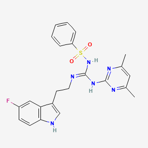 N-[(E)-[(4,6-dimethylpyrimidin-2-yl)amino]{[2-(5-fluoro-1H-indol-3-yl)ethyl]amino}methylidene]benzenesulfonamide