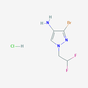 molecular formula C5H7BrClF2N3 B12221639 3-Bromo-1-(2,2-difluoroethyl)pyrazol-4-amine;hydrochloride 