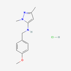 N-[(4-methoxyphenyl)methyl]-2,5-dimethylpyrazol-3-amine;hydrochloride