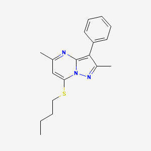 molecular formula C18H21N3S B12221686 7-(Butylsulfanyl)-2,5-dimethyl-3-phenylpyrazolo[1,5-a]pyrimidine 