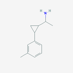 molecular formula C12H17N B12221760 1-[2-(3-Methylphenyl)cyclopropyl]ethan-1-amine CAS No. 1212823-48-7