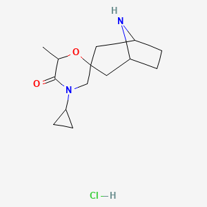 molecular formula C14H23ClN2O2 B12221766 4'-Cyclopropyl-6'-methyl-8-azaspiro[bicyclo[3.2.1]octane-3,2'-morpholin]-5'-one hydrochloride 