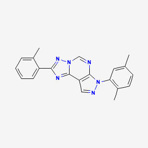 molecular formula C21H18N6 B12221787 3-(2,5-Dimethylphenyl)-8-(2-methylphenyl)-6-hydropyrazolo[5,4-d]1,2,4-triazolo [1,5-e]pyrimidine 