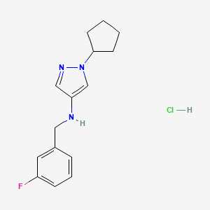 molecular formula C15H19ClFN3 B12221802 1-cyclopentyl-N-[(3-fluorophenyl)methyl]pyrazol-4-amine;hydrochloride 