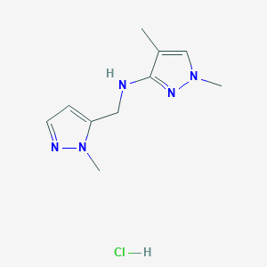 1,4-dimethyl-N-[(2-methylpyrazol-3-yl)methyl]pyrazol-3-amine;hydrochloride