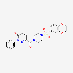 molecular formula C23H24N4O6S B12221882 6-{[4-(2,3-dihydro-1,4-benzodioxin-6-ylsulfonyl)piperazin-1-yl]carbonyl}-2-phenyl-4,5-dihydropyridazin-3(2H)-one 