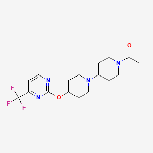 molecular formula C17H23F3N4O2 B12221935 1-(4-{[4-(Trifluoromethyl)pyrimidin-2-yl]oxy}-[1,4'-bipiperidine]-1'-yl)ethan-1-one 