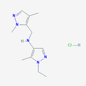 N-[(2,4-dimethylpyrazol-3-yl)methyl]-1-ethyl-5-methylpyrazol-4-amine;hydrochloride