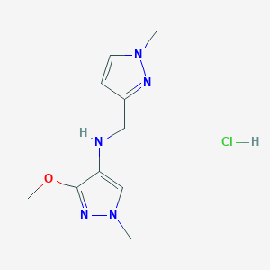 molecular formula C10H16ClN5O B12222074 3-methoxy-1-methyl-N-[(1-methylpyrazol-3-yl)methyl]pyrazol-4-amine;hydrochloride 