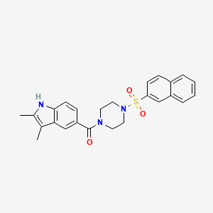 molecular formula C25H25N3O3S B12222084 2,3-dimethyl-5-[4-(naphthalene-2-sulfonyl)piperazine-1-carbonyl]-1H-indole 