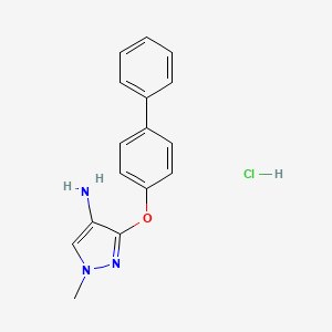 molecular formula C16H16ClN3O B12222108 3-(biphenyl-4-yloxy)-1-methyl-1H-pyrazol-4-amine 