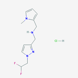 molecular formula C12H17ClF2N4 B12222138 1-[1-(2,2-difluoroethyl)-1H-pyrazol-3-yl]-N-[(1-methyl-1H-pyrrol-2-yl)methyl]methanamine 