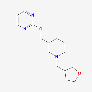 molecular formula C15H23N3O2 B12222162 2-({1-[(Oxolan-3-yl)methyl]piperidin-3-yl}methoxy)pyrimidine 