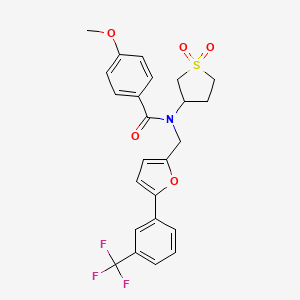 molecular formula C24H22F3NO5S B12222220 N-(1,1-dioxidotetrahydrothiophen-3-yl)-4-methoxy-N-({5-[3-(trifluoromethyl)phenyl]furan-2-yl}methyl)benzamide 