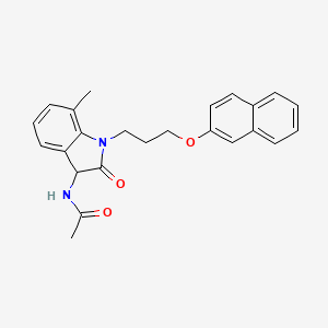 molecular formula C24H24N2O3 B12222223 N-[7-methyl-1-(3-(2-naphthyloxy)propyl)-2-oxoindolin-3-yl]acetamide 