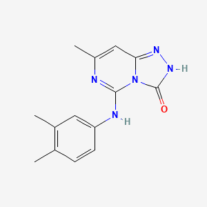 molecular formula C14H15N5O B12222338 5-[(3,4-dimethylphenyl)amino]-7-methyl[1,2,4]triazolo[4,3-c]pyrimidin-3(2H)-one 