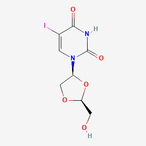 molecular formula C8H9IN2O5 B1222246 1-[(2S,4S)-2-(hydroxymethyl)-1,3-dioxolan-4-yl]-5-iodo-pyrimidine-2,4-dione 