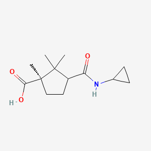 molecular formula C13H21NO3 B12222514 (1R)-3-(cyclopropylcarbamoyl)-1,2,2-trimethylcyclopentane-1-carboxylic acid 