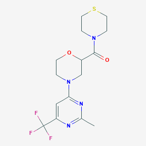 molecular formula C15H19F3N4O2S B12222531 4-[2-Methyl-6-(trifluoromethyl)pyrimidin-4-yl]-2-(thiomorpholine-4-carbonyl)morpholine 