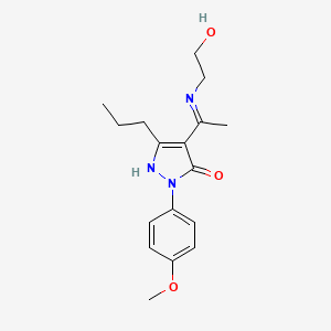 molecular formula C17H23N3O3 B12222547 (4Z)-4-{1-[(2-hydroxyethyl)amino]ethylidene}-2-(4-methoxyphenyl)-5-propyl-2,4-dihydro-3H-pyrazol-3-one 