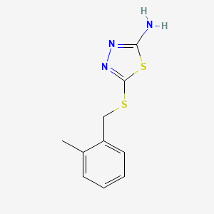 molecular formula C10H11N3S2 B12222598 5-{[(2-Methylphenyl)methyl]sulfanyl}-1,3,4-thiadiazol-2-amine 