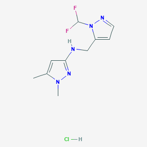 molecular formula C10H14ClF2N5 B12222607 N-[[2-(difluoromethyl)pyrazol-3-yl]methyl]-1,5-dimethylpyrazol-3-amine;hydrochloride 