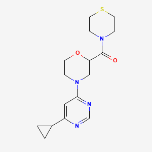 molecular formula C16H22N4O2S B12222719 4-(6-Cyclopropylpyrimidin-4-yl)-2-(thiomorpholine-4-carbonyl)morpholine 