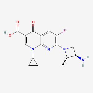 molecular formula C16H17FN4O3 B1222273 7-(3-Amino-2-methyl-1-azetidinyl)-1-cyclopropyl-6-fluoro-1,4-dihydro-4-oxo-1,8-naphthyridine-3-carboxylic acid CAS No. 132832-30-5