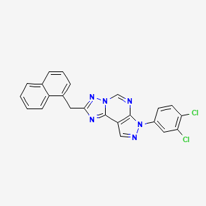 molecular formula C23H14Cl2N6 B12222818 3-(3,4-Dichlorophenyl)-8-(naphthylmethyl)-6-hydropyrazolo[5,4-d]1,2,4-triazolo [1,5-e]pyrimidine 