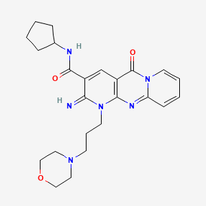 molecular formula C24H30N6O3 B1222288 N-cyclopentyl-2-imino-1-[3-(4-morpholinyl)propyl]-5-oxo-3-dipyrido[1,2-d:3',4'-f]pyrimidinecarboxamide 