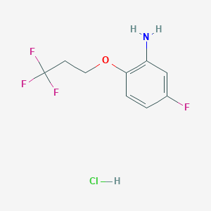 molecular formula C9H10ClF4NO B12222915 5-Fluoro-2-(3,3,3-trifluoropropoxy)aniline hydrochloride 