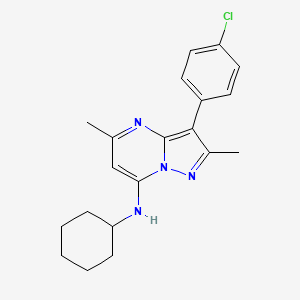 molecular formula C20H23ClN4 B12222954 3-(4-chlorophenyl)-N-cyclohexyl-2,5-dimethylpyrazolo[1,5-a]pyrimidin-7-amine 