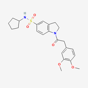 2-(3,4-Dimethoxyphenyl)-1-{5-[(cyclopentylamino)sulfonyl]indolinyl}ethan-1-one