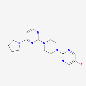 molecular formula C17H22FN7 B12223092 2-[4-(5-Fluoropyrimidin-2-yl)piperazin-1-yl]-4-methyl-6-(pyrrolidin-1-yl)pyrimidine 