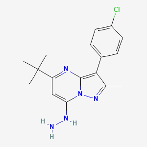 molecular formula C17H20ClN5 B12223133 5-Tert-butyl-3-(4-chlorophenyl)-7-hydrazinyl-2-methylpyrazolo[1,5-a]pyrimidine 