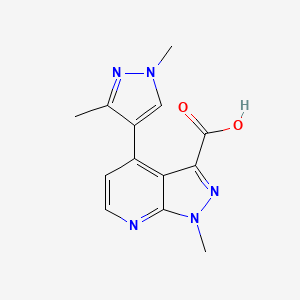 molecular formula C13H13N5O2 B12223157 4-(1,3-dimethyl-1{H}-pyrazol-4-yl)-1-methyl-1{H}-pyrazolo[3,4-{b}]pyridine-3-carboxylic acid 