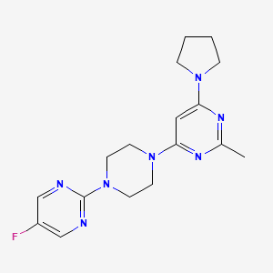 molecular formula C17H22FN7 B12223164 4-[4-(5-Fluoropyrimidin-2-yl)piperazin-1-yl]-2-methyl-6-(pyrrolidin-1-yl)pyrimidine 